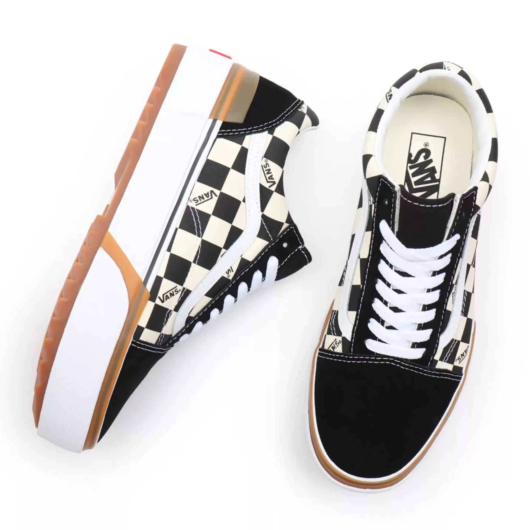 Men VANS Platform Shoes>Checkerboard Old Skool Stacked Shoes