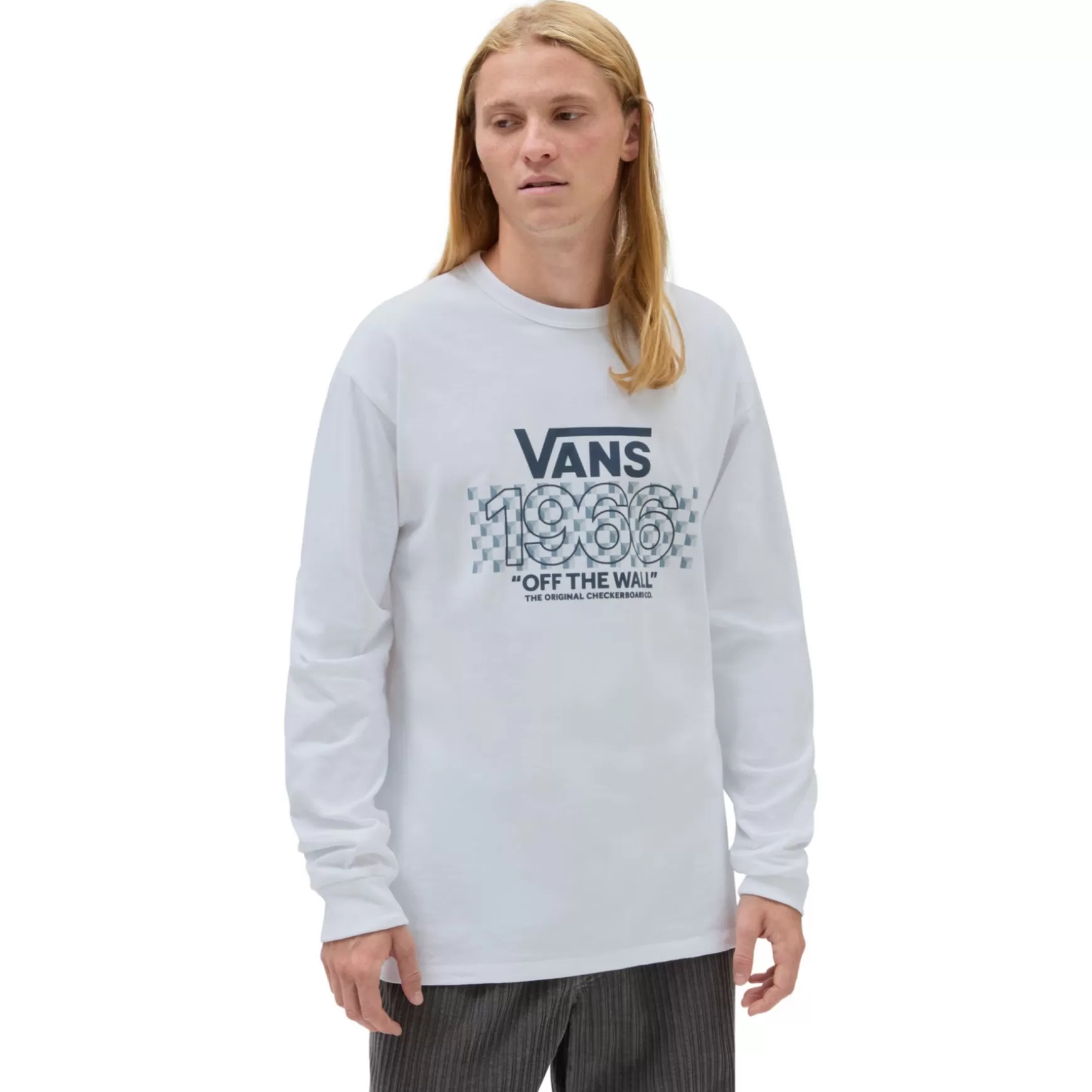 Women VANS T-Shirts & Tanks>Off The Wall Checker Long Sleeve T-Shirt